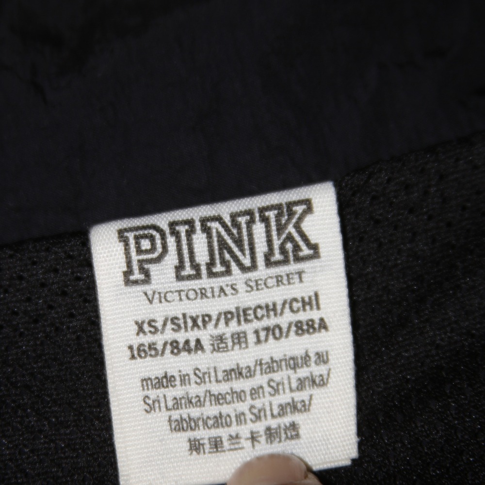 PINK Victoria's Secret Windbreaker Womens XS‎ Black Hooded Full Zip Jacket - Picture 4 of 10
